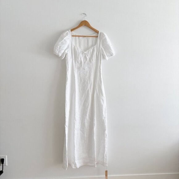 Reformation Cherise Linen Midi Long Dress NWT White Size 6 - Picture 9 of 13